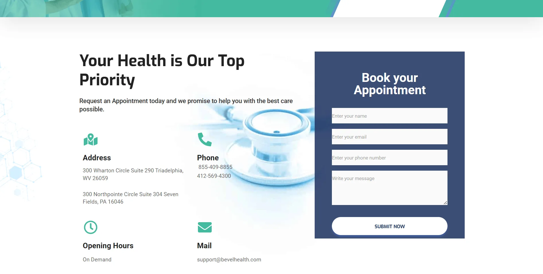 Bevel health contact and locations