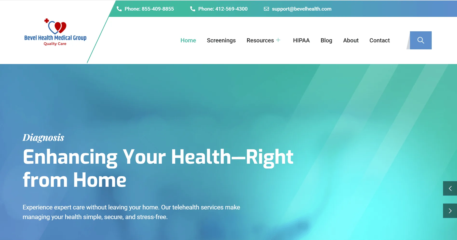 Bevel health homepage