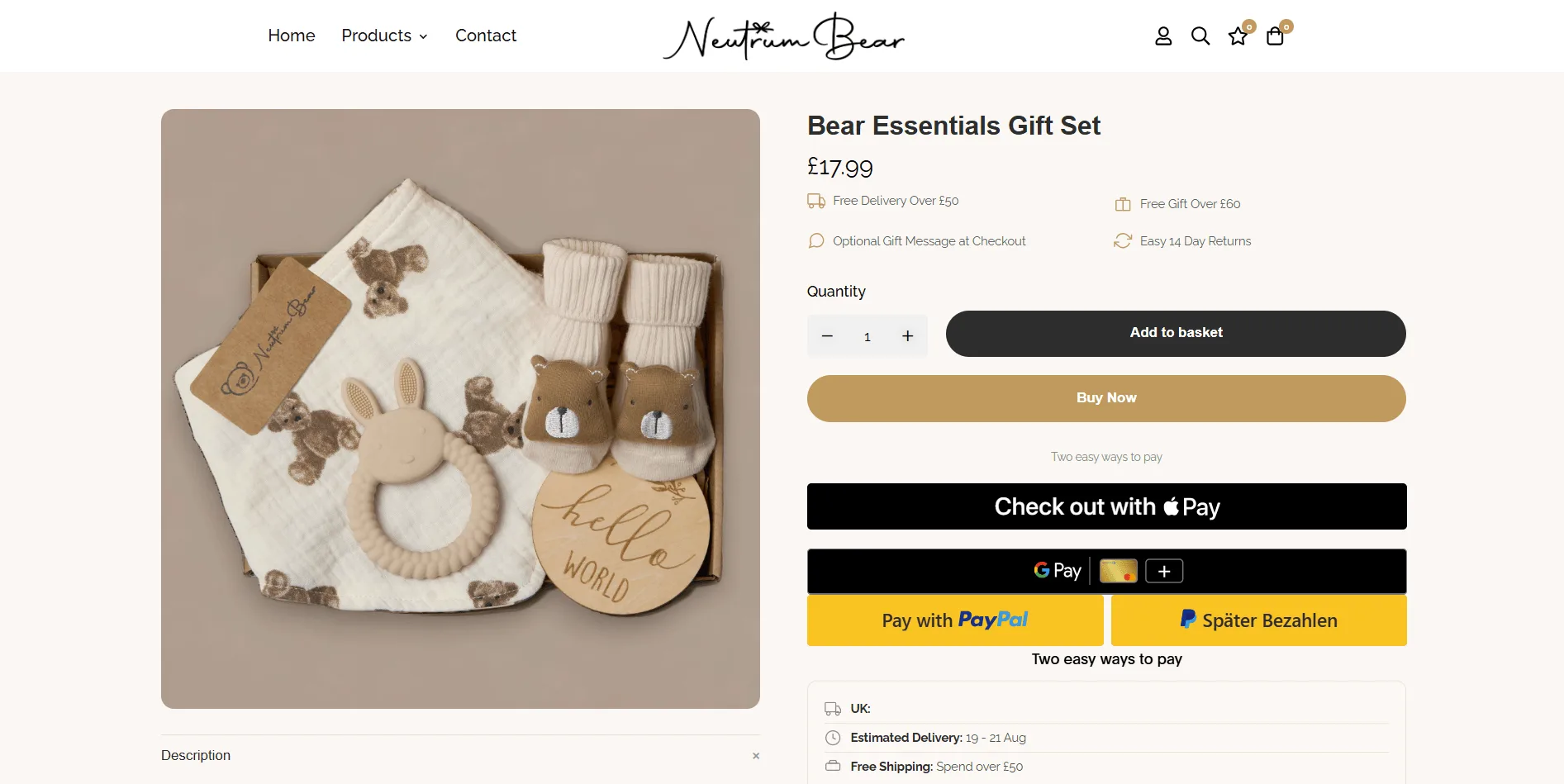 Neutrum bear product page