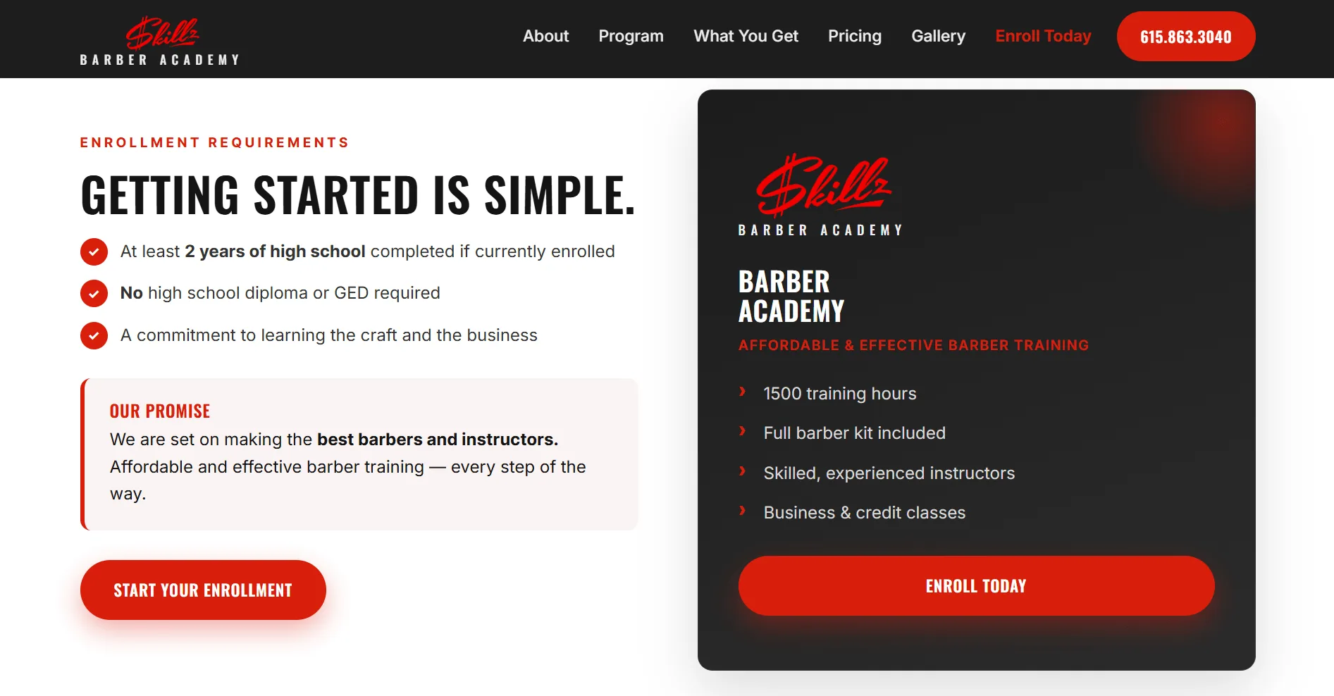 Skillz barber academy enrollment
