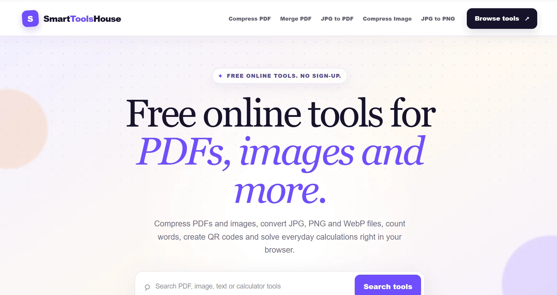 Smart tools house homepage